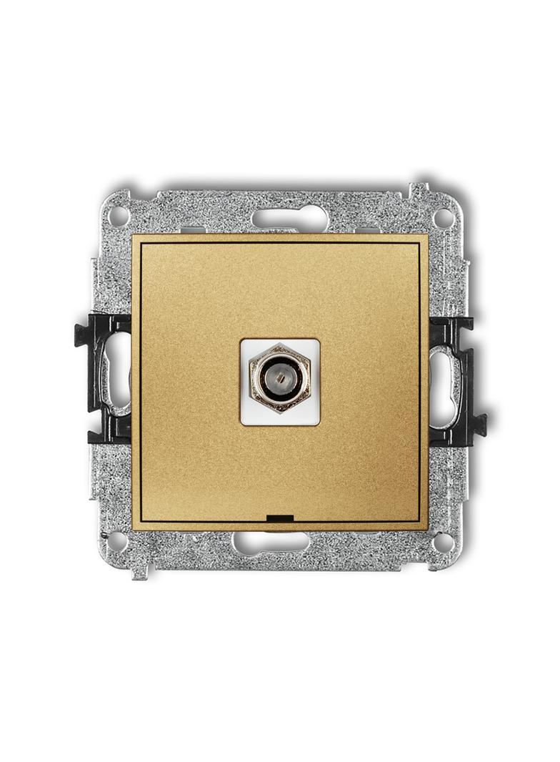 ICON Mechanizm gniazda antenowego pojedynczego typu F (SAT) niklowany, bez pola opisowego złoty