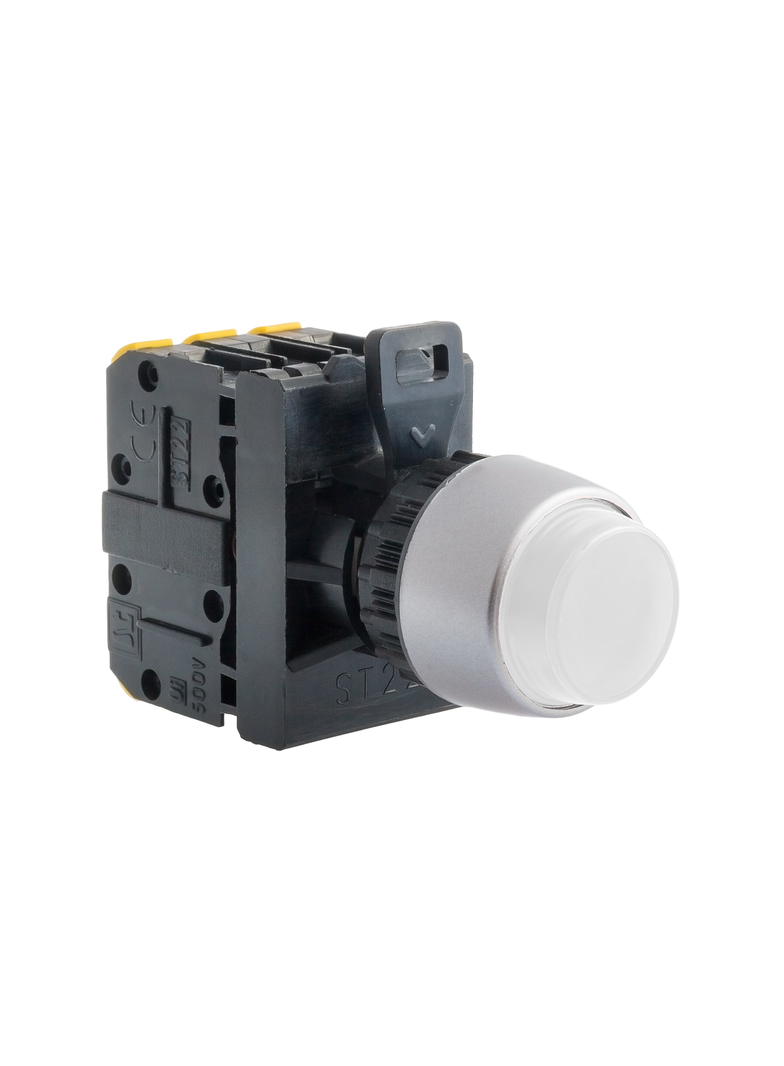 PRZYCISK WYSTAJĄCY PODŚW BIAŁY 1 ROZ PIERŚCIEŃ NIKLOWANY