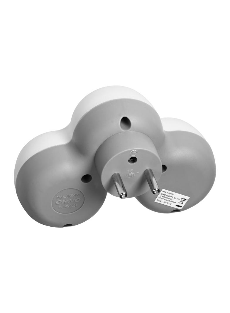 Rozgałęźnik 3x2P+Z, biało-szary OR-AE-13239 ORNO