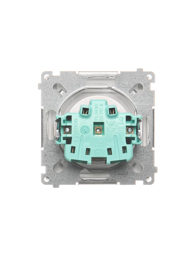 Simon Basic Gniazdo wtyczkowe z uziemieniem z przesł. torów prądowych bryzgoszczelne IP44 16A 250V zaciski śrubowe klapka transp. biały BMGZ1BZ.01/11A BMGZ1Bz.01/11a KONTAKT