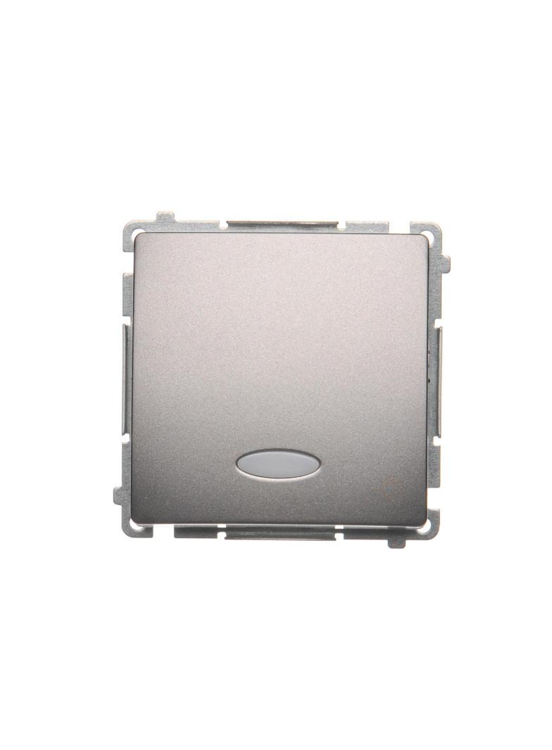 Simon Basic Przycisk światło z podświetleniem LED 10A szybkozłączka stal inox