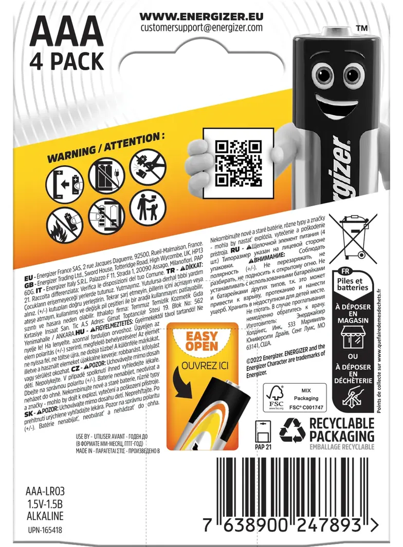 BATERIA ENERGIZER BASE POWER SEAL AAA LR03 /4 szt.