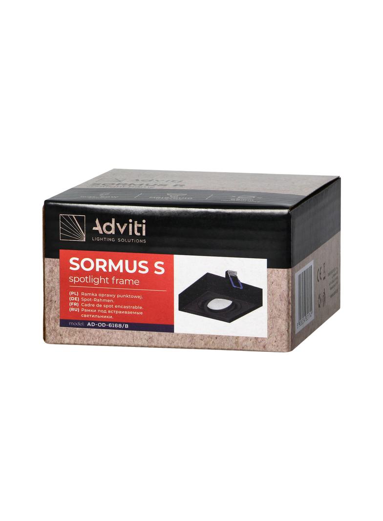 SORMUS S ramka dekoracyjna oprawy punktowej MR16/GU10 max 50W regulowana kwadrat czarna AD-OD-6168/B