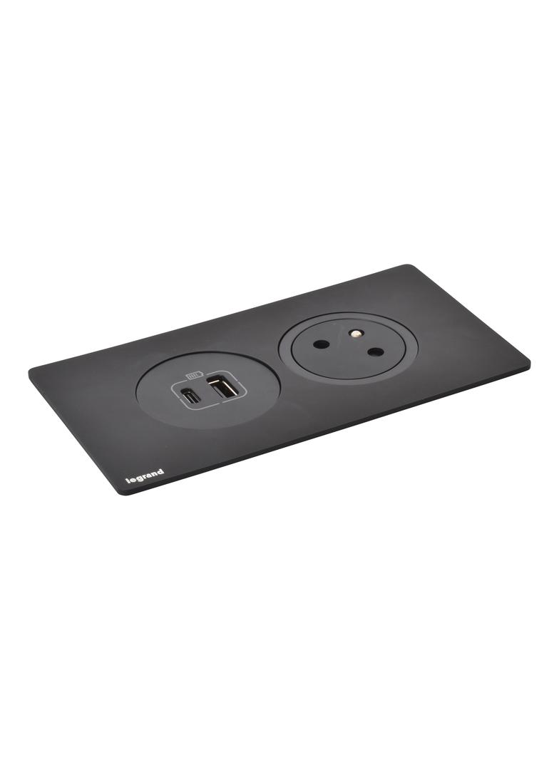 INCARA: DISQ'IN - 2P+Z / USB A+C - 2,0 M-CZARNY, Legrand
