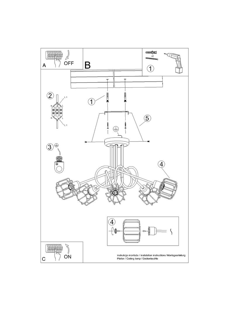 Sollux Żyrandol BELUCI 5S czarny SL.1119