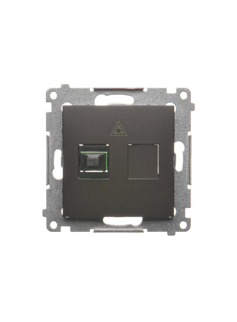 Simon 54 Gniazdo światłowodowe / optyczne pojedyncze SC/APC brąz mat