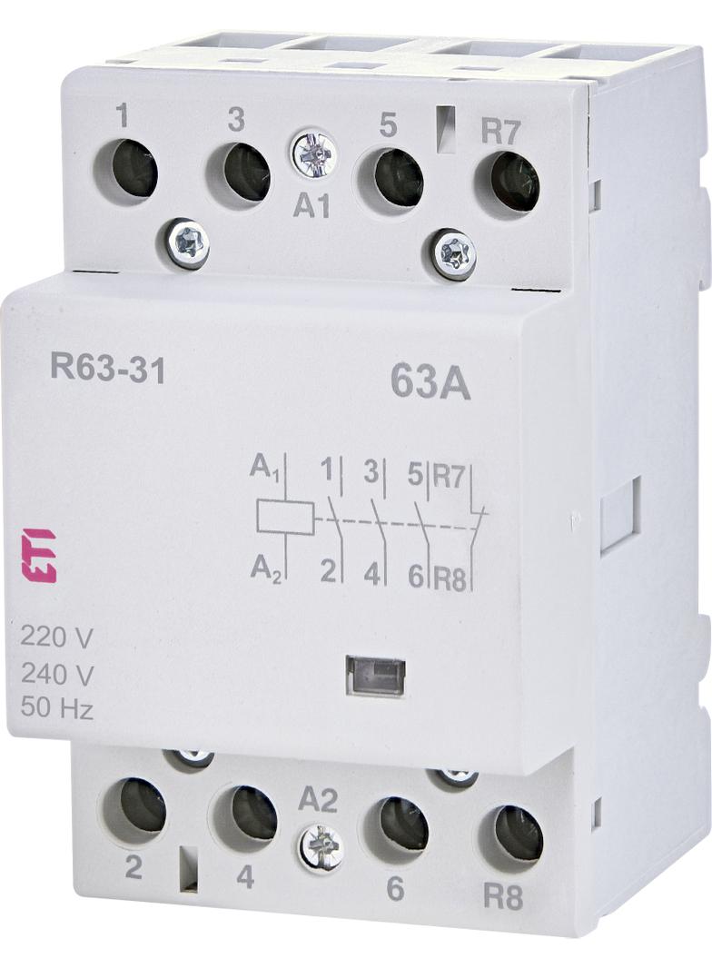 R 63-31 230V STYCZNIK MODUŁ.63A 3 STYKI ZW.I ROZW.(3 MOD.4 BIEG.)