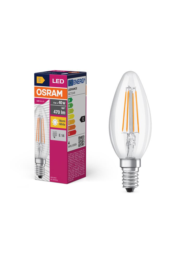 Lampa LED VALUE Classic B40 non-dim Filament szkło przezroczyste 4W 827 E14