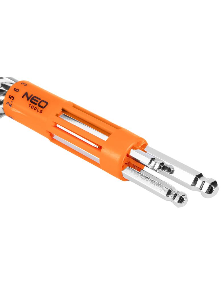 Klucze sześciokątne, długie, kuliste 2.5-10 mm, zestaw 8 szt.