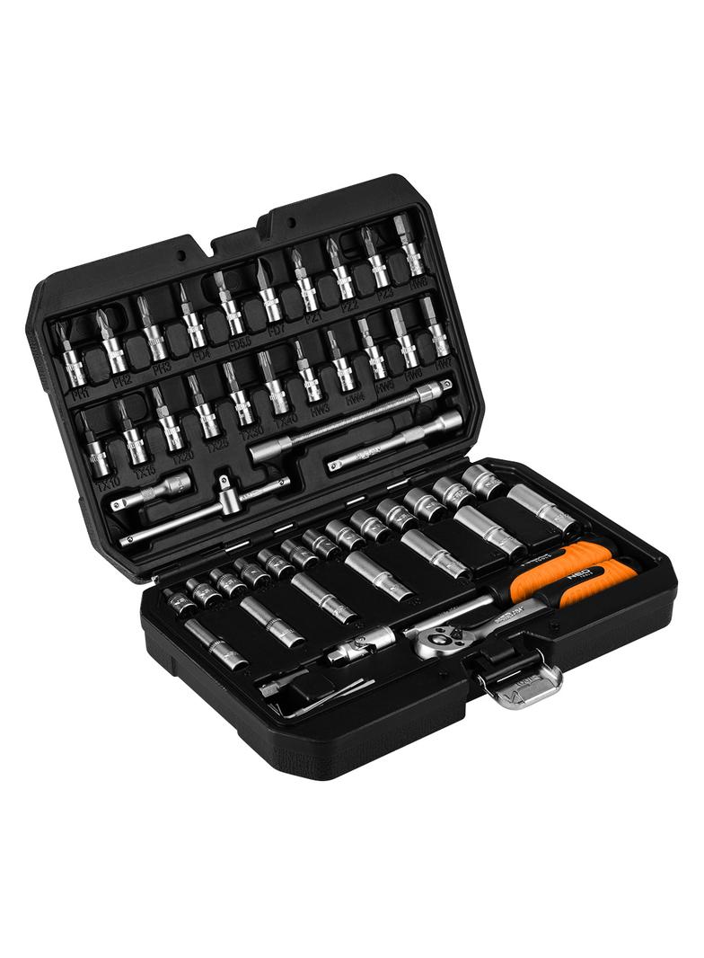 Zestaw kluczy 55 elementów 1/4", satynowy