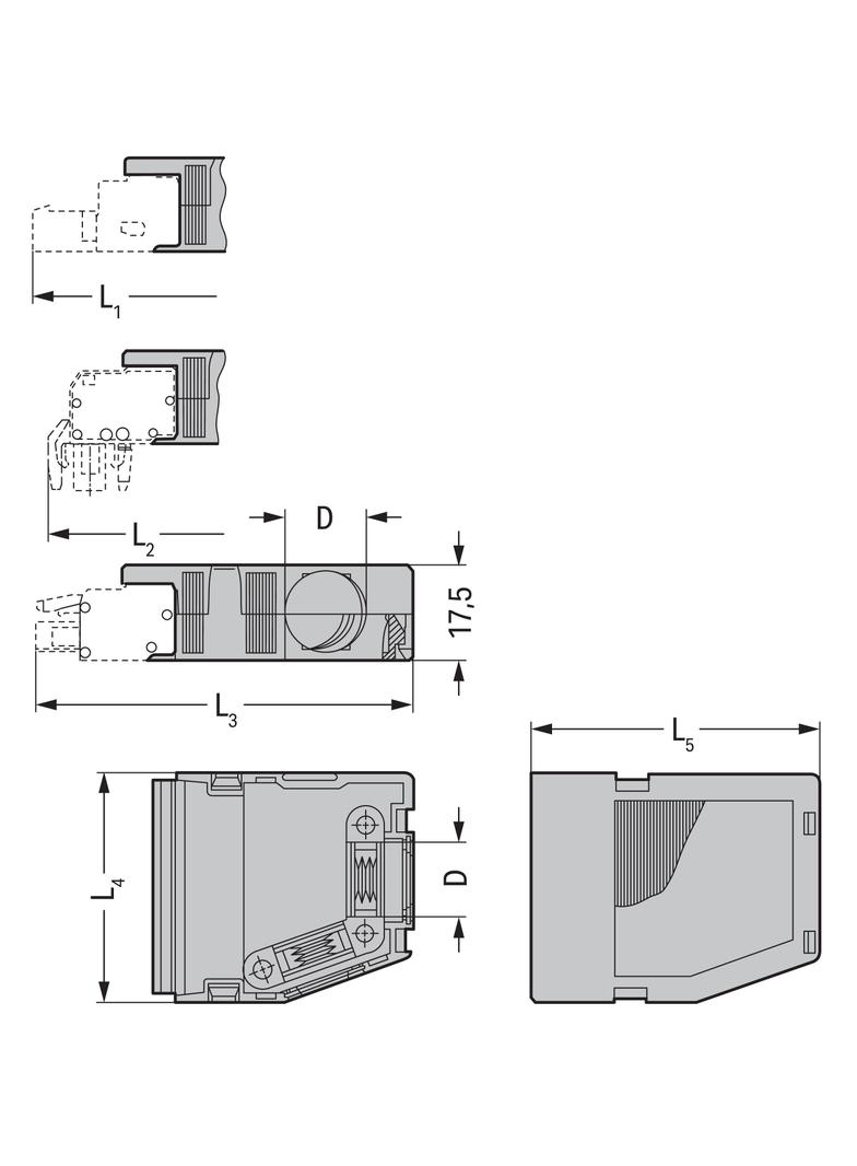 obudowa zabezpieczająca przewody 4-bieg. pomarańczowa raster 5,08 mm
