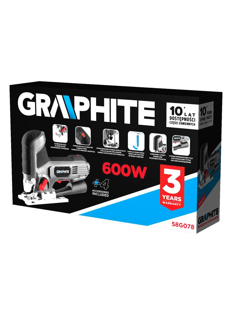 Wyrzynarka 600W, ilość suwów 800-3000 min-1, z uchwytem za korpus