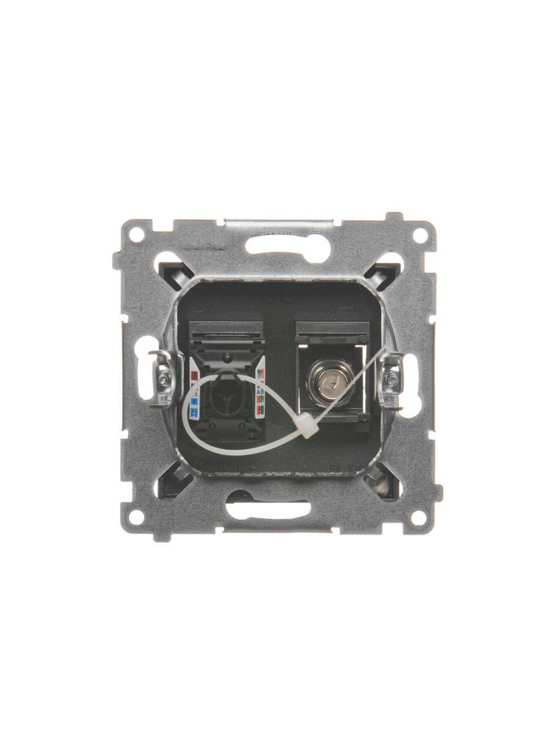 Simon 54 Gniazdo antenowe typu F + RJ45 kat.6 antracyt DASFRJ45.01/48 KONTAKT
