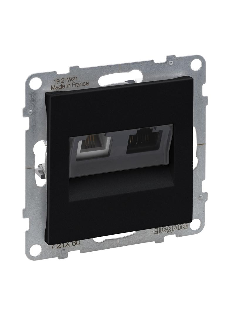 SUNO - Gniazdo RJ 11 + RJ 45/KAT 6 UTP, Czarny, Legrand