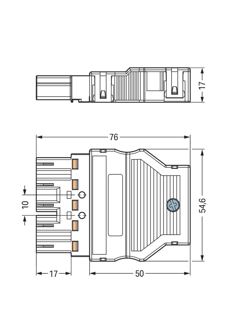 WINSTA wtyk 5-torowy z obudową odciążającą naciąg czarny