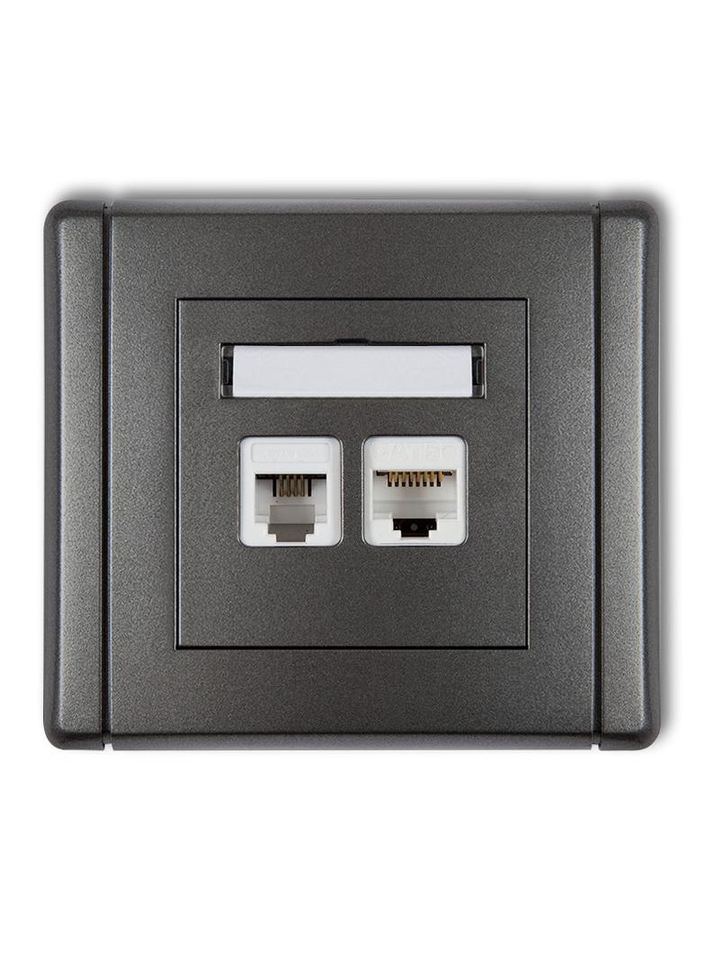 FLEXI Gniazdo telefoniczne pojedyncze 1xRJ11 + komputerowe pojedyncze 1xRJ45, kat. 5e, 8-stykowe, be