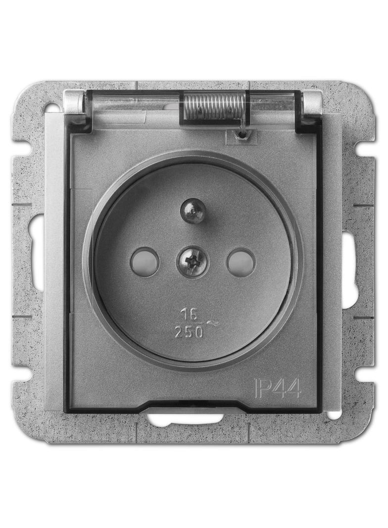 GPT SENTIA 2P+Z IP44 -dym. z przesłonami torów prądowych srebro połysk