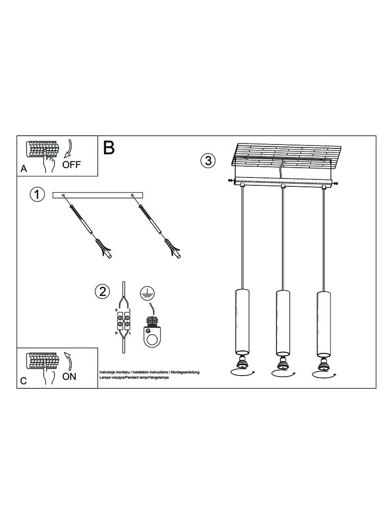 Sollux Lampa Wisząca LAGOS 3 złoty połysk SL.1201