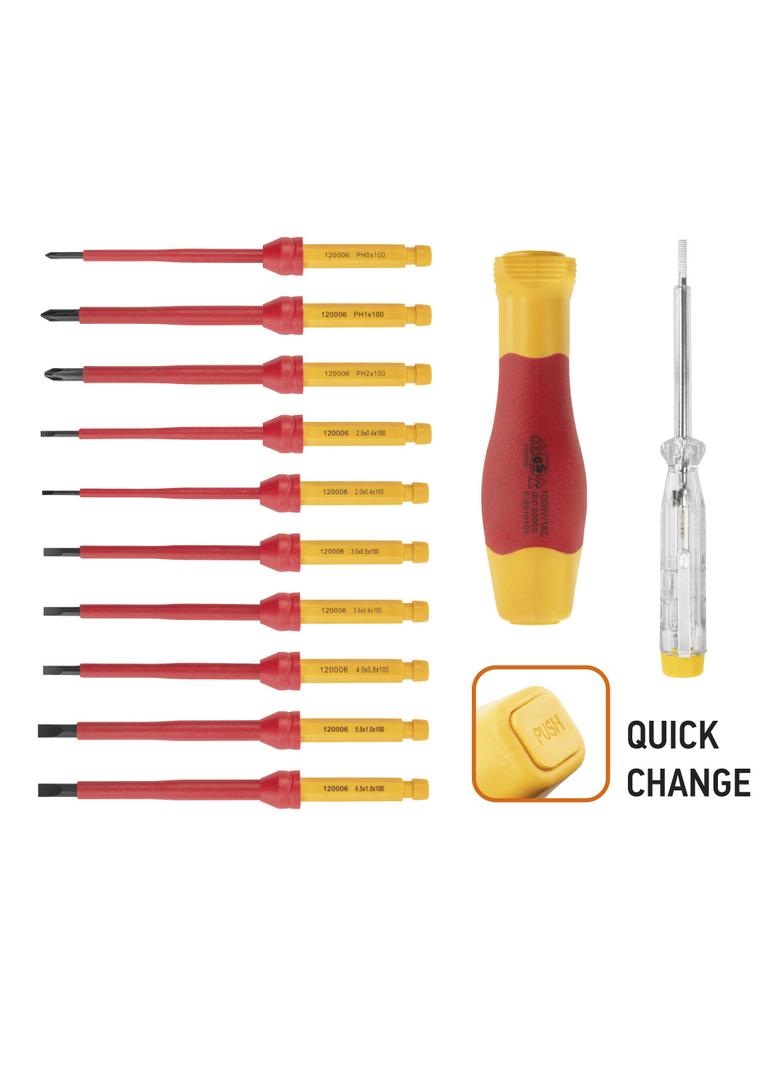 Końcówki wkrętakowe z uchwytem 1000V, 12 szt.