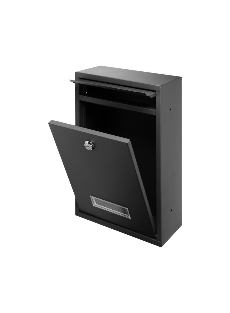 Skrzynka na listy BALI z galwanizowanej stali mała z wizytownikiem kolor czarny MB-3/B ORNO