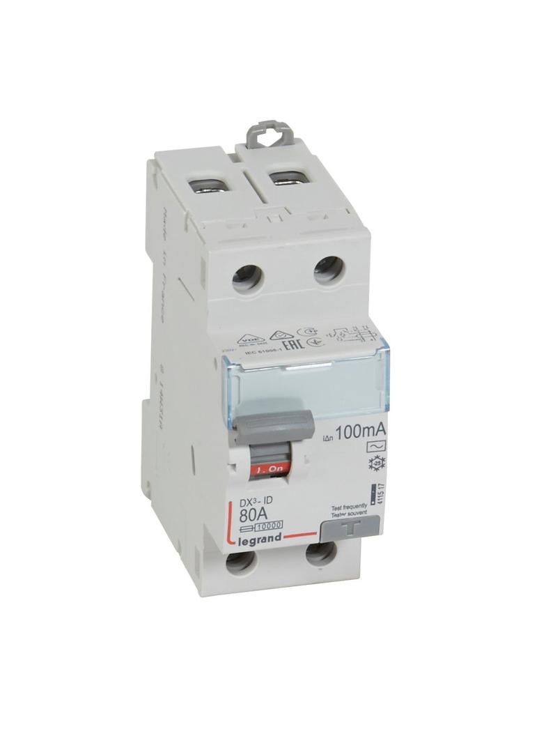 Wyłącznik Różnicowoprądowy P 302 2P 80A 100Ma Typ AC DX3 411517 LEGRAND