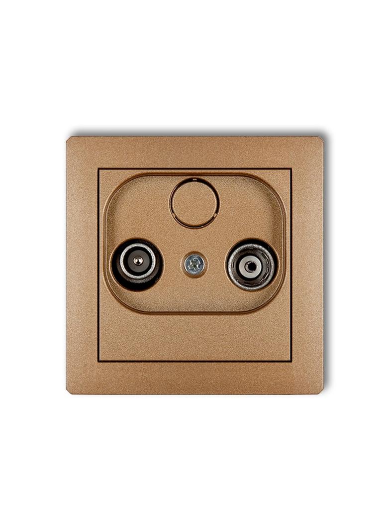 DECO Mechanizm gniazda abonenckiego RTV przelotowego 9dB złoty metalik