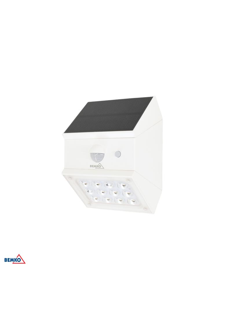 NAŚWIETLACZ LAMPA SOLARNA LED 3 barwy świecenia RUBIC 2,5W 300lm 3000/4000/6000K IP65 BIAŁA Czujnik C83-SOR-002WH-CCT-PIR BEMKO