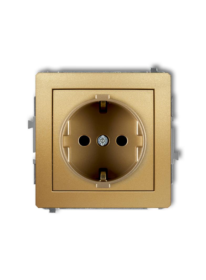 DECO Mechanizm gniazda pojedynczego z uziemieniem SCHUKO 2P+Z (przesłony torów prądowych) złoty