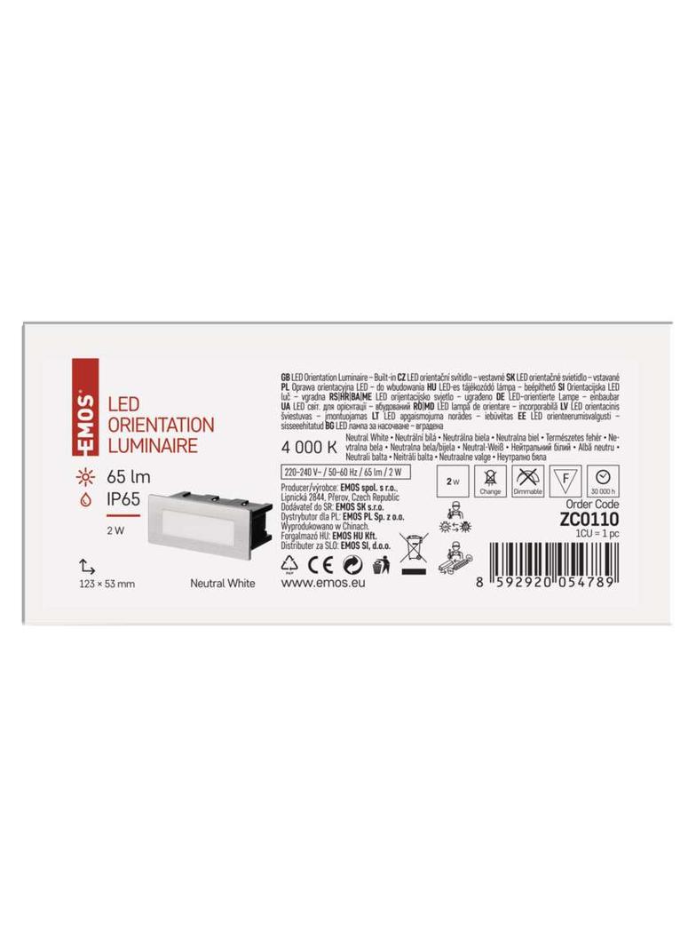 Orientacyjna oprawa LED,do wbudowania,prostokąt 1,5W NW IP65 ZC0110 EMOS