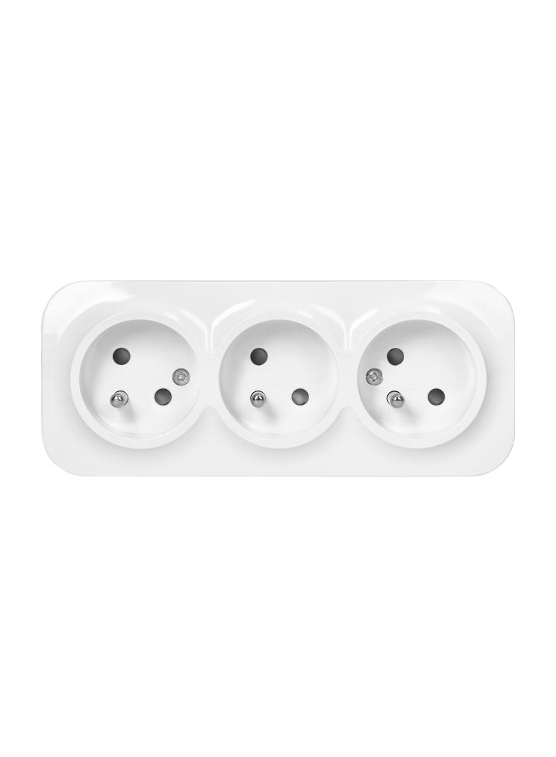 Gniazdo potrójne natynkowe ToDo 2P+Z IP20, 16A, 230V AC, 16A, 230V AC, biały, 10 sztuk