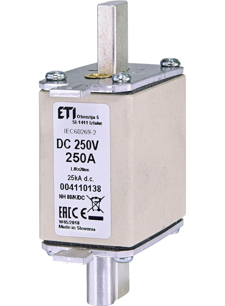 Wkładka topikowa NH DC z wybijakiem NH00 K 250A 250V DC 004110138 ETI