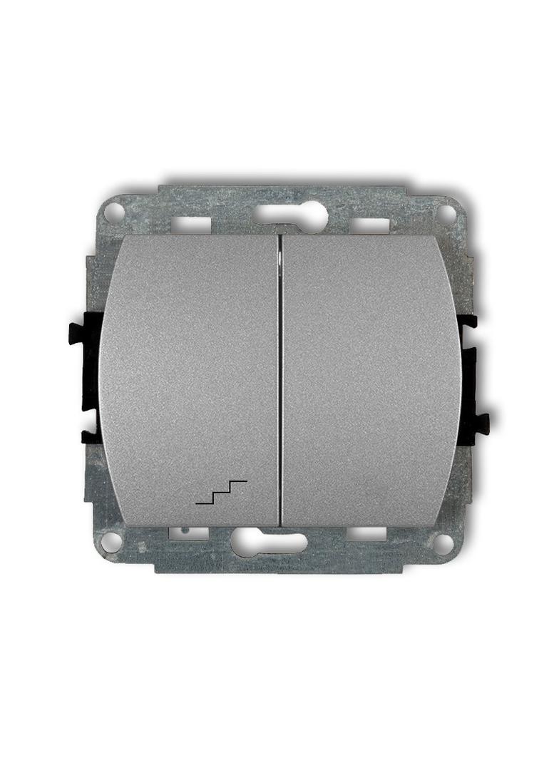 TREND Mechanizm łącznika jednobiegunowego ze schodowym podświetlanego (wspólne zasilanie) srebrny me