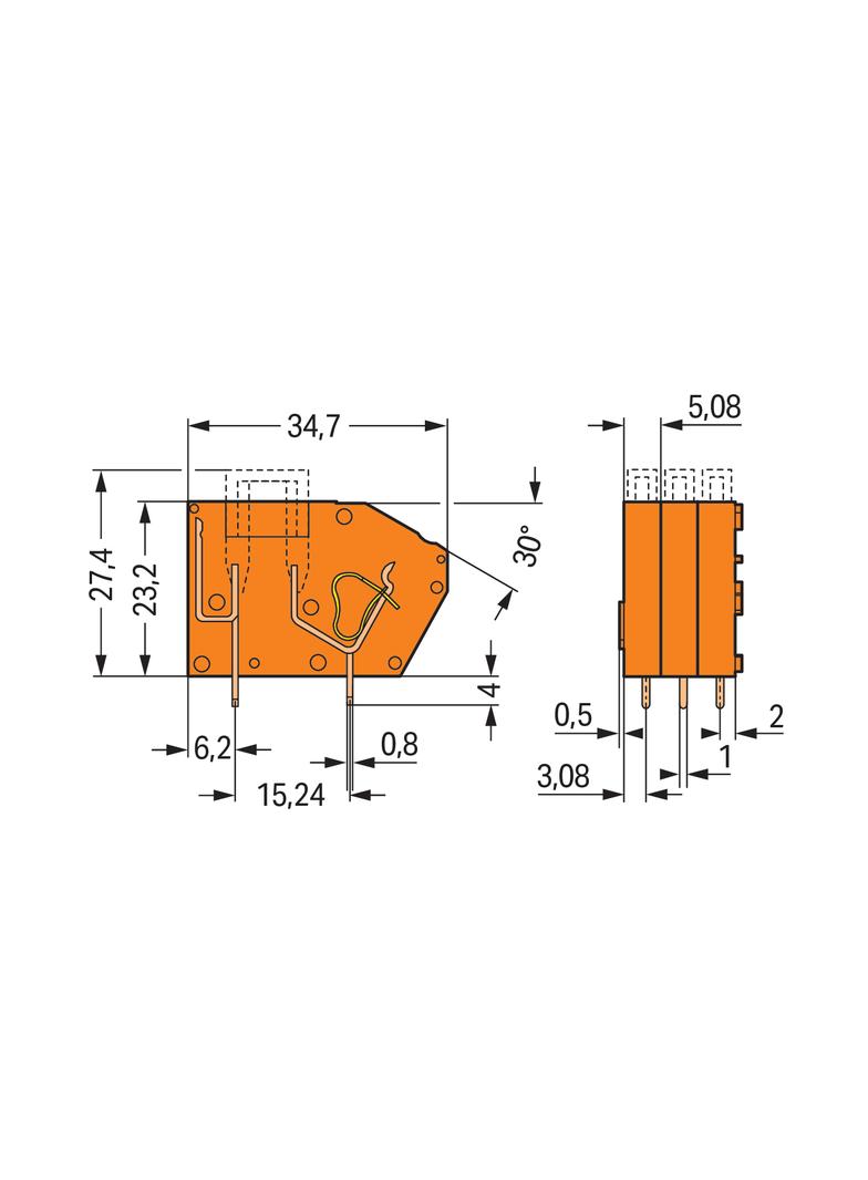 złączka do płytek drukowanych bezpiecznikowa pomarańczowa 5,08 mm