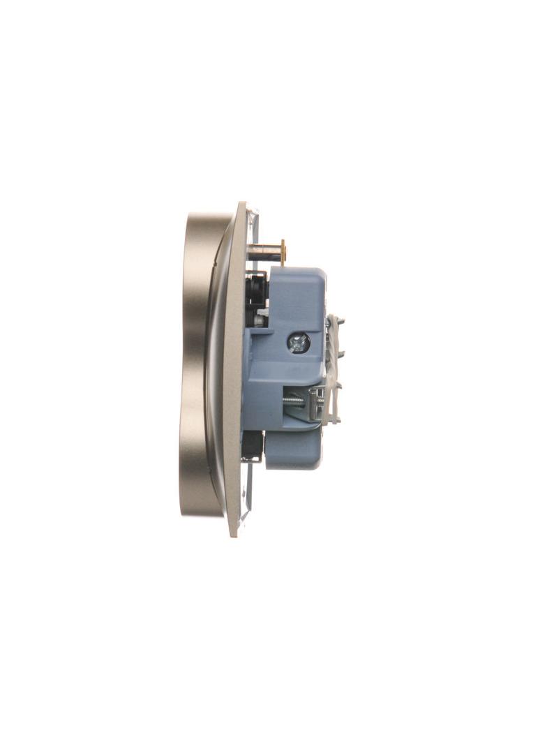 Simon 54 Gniazdo z/u podwójne z f. niezm. faz z przesłonami 16A z. śrubowe. monoblok złoty mat