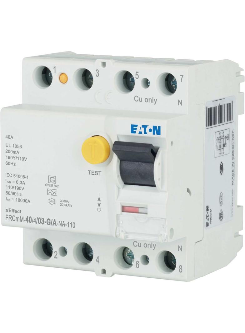 FRCMM-40/4/03-G/A-NA-110 Wyłącznik różnicowoprądowy 10kA 110VAC 40A 4P 300mA typ G/A 167709 EATON