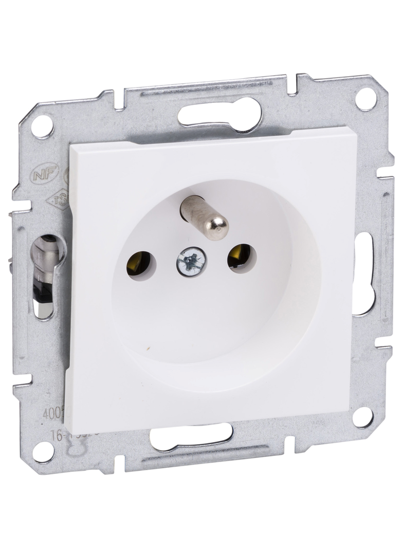 Asfora, gniazdo pojedyncze 2P+PE bez ramki, biały