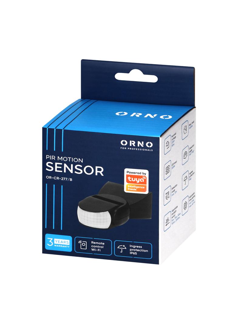 Czujnik ruchu 360°/180° 2 sensory IP65 1200W czarny TUYA Smart Wi-Fi ORNO