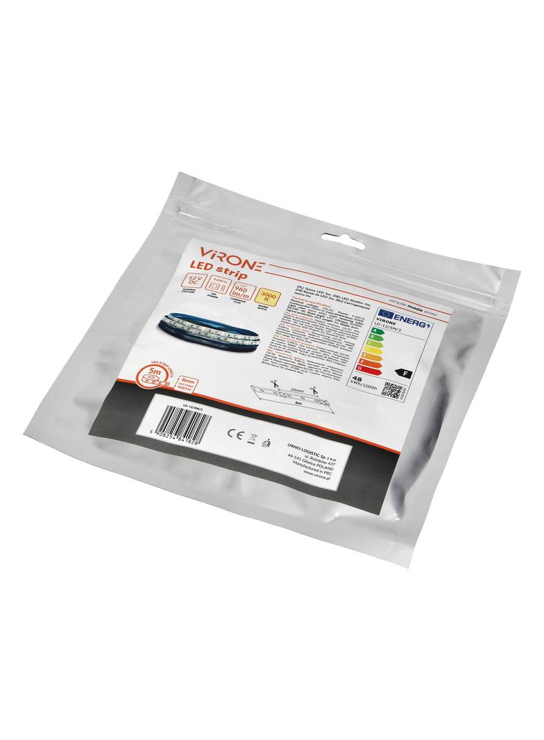 Taśma LED 12V 2835 120L/m 9,6W/m IP63 3000K 5m
