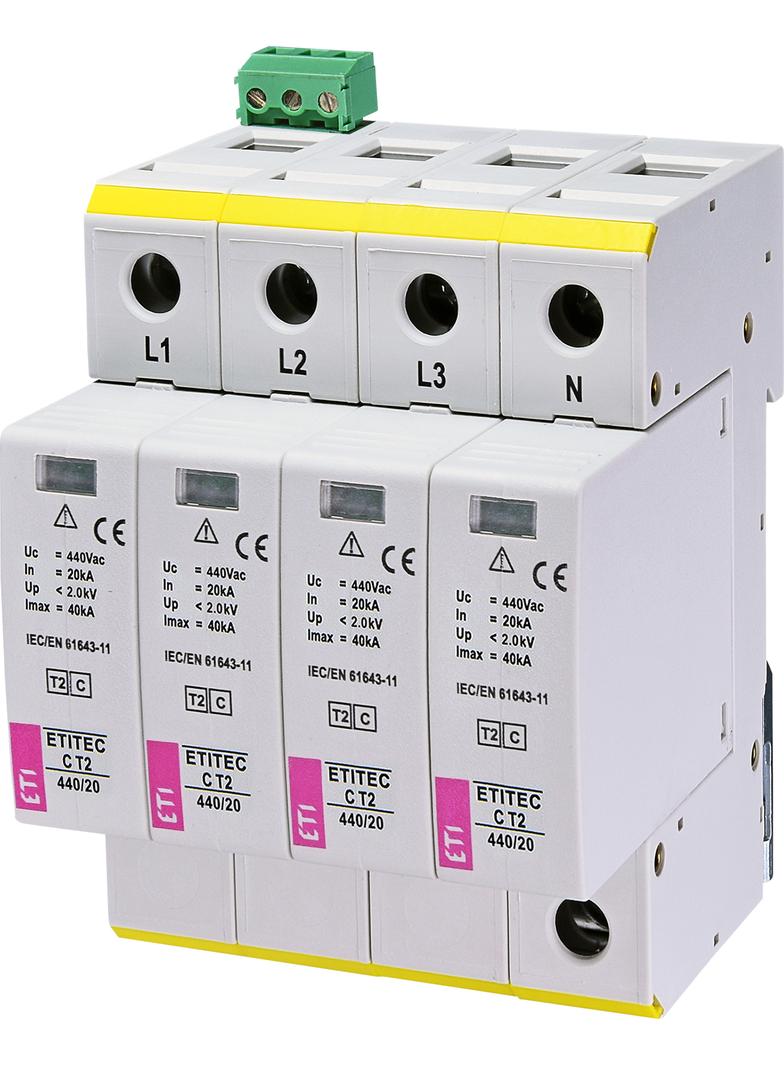 Ogranicznik przepięć T2 (C) TEC C T2 440/20 4+0 RC 002440408 ETI