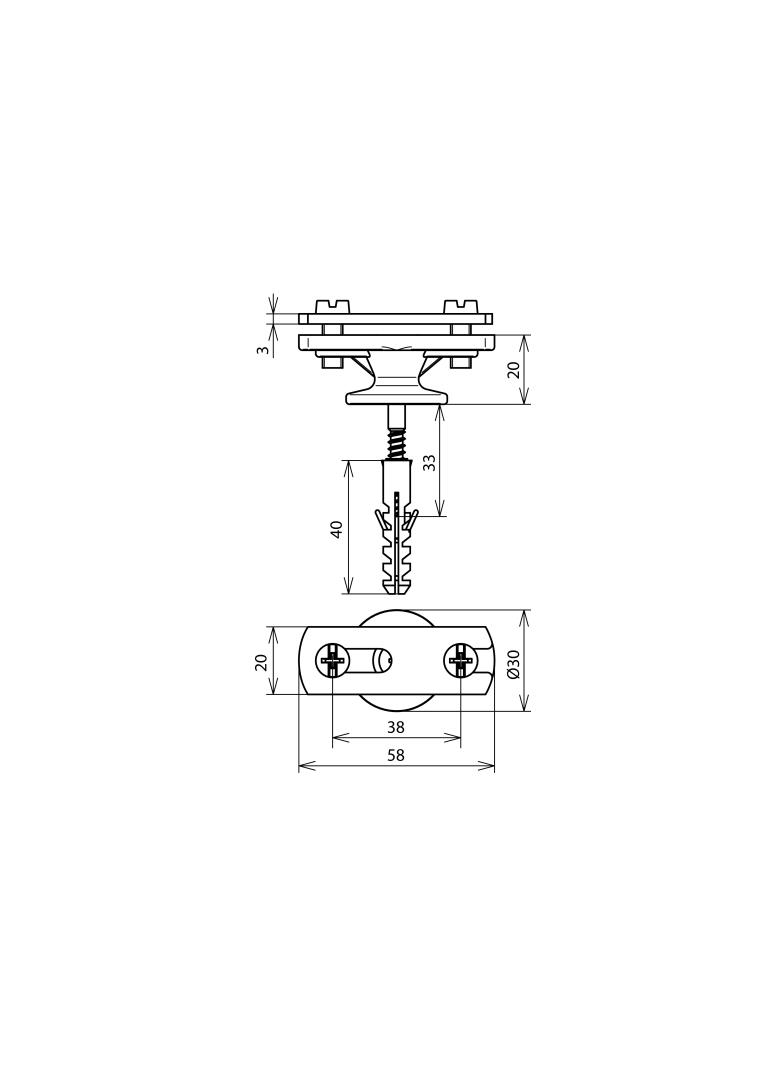 Wspornik do płaskownika 30x3,5 mm, z kołkiem M8x50 mm, ZG