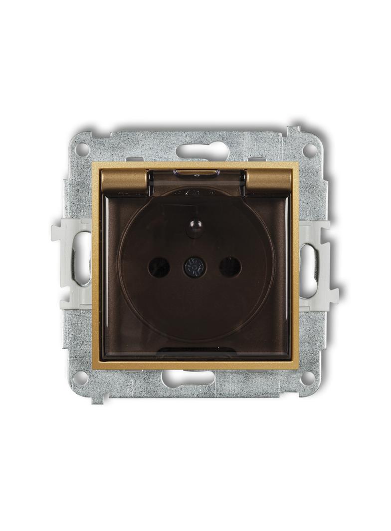 ICON Mechanizm gniazda bryzgoszczelnego z uziemieniem 2P+Z (klapka dymna, przesłony torów prądowych)