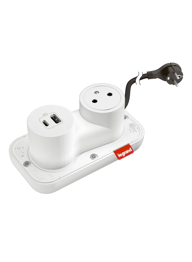 Incara: Electr'On - Podstawa 1x2P+Z / Usb A+C - 2,5 M-Biały 654902 LEGRAND