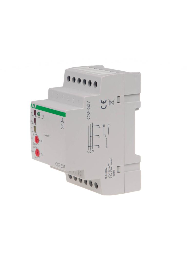 CZUJNIK KOLEJNOŚCI I ZANIKU FAZY, STYKI: 1P , I=10A; ASYMETRIA NAPIĘCIOWA 20-50V, BEZ PRZEWODU NEUTR
