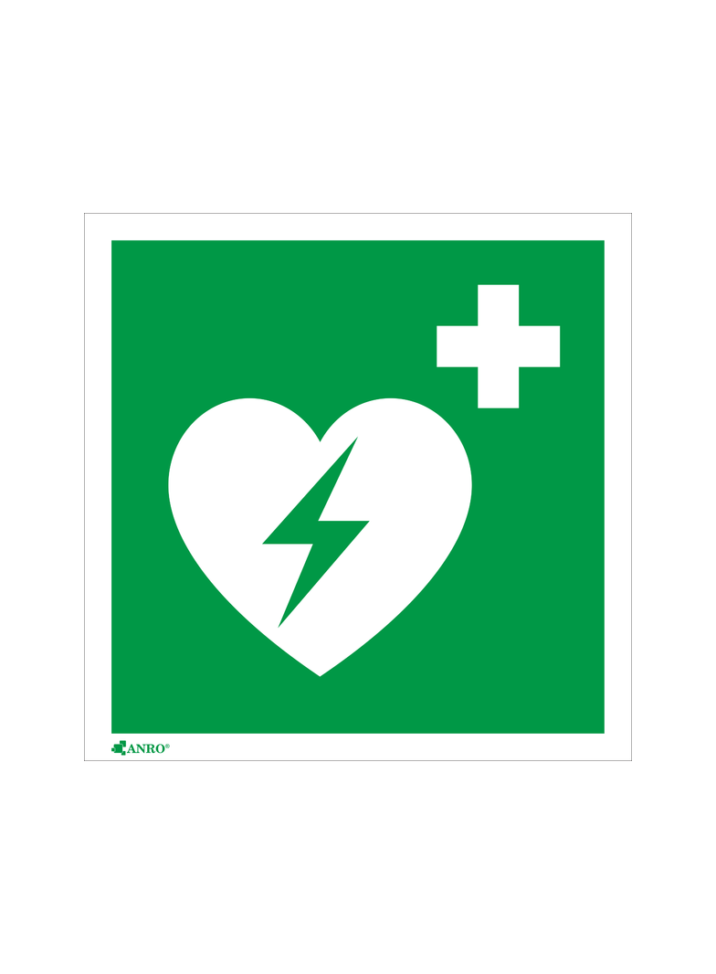 AUTOMATYCZNY DEFIBRYLATOR 150X150 FOLIA SAMOPRZYLEPNA FOTOLUMINESCENCYJNA