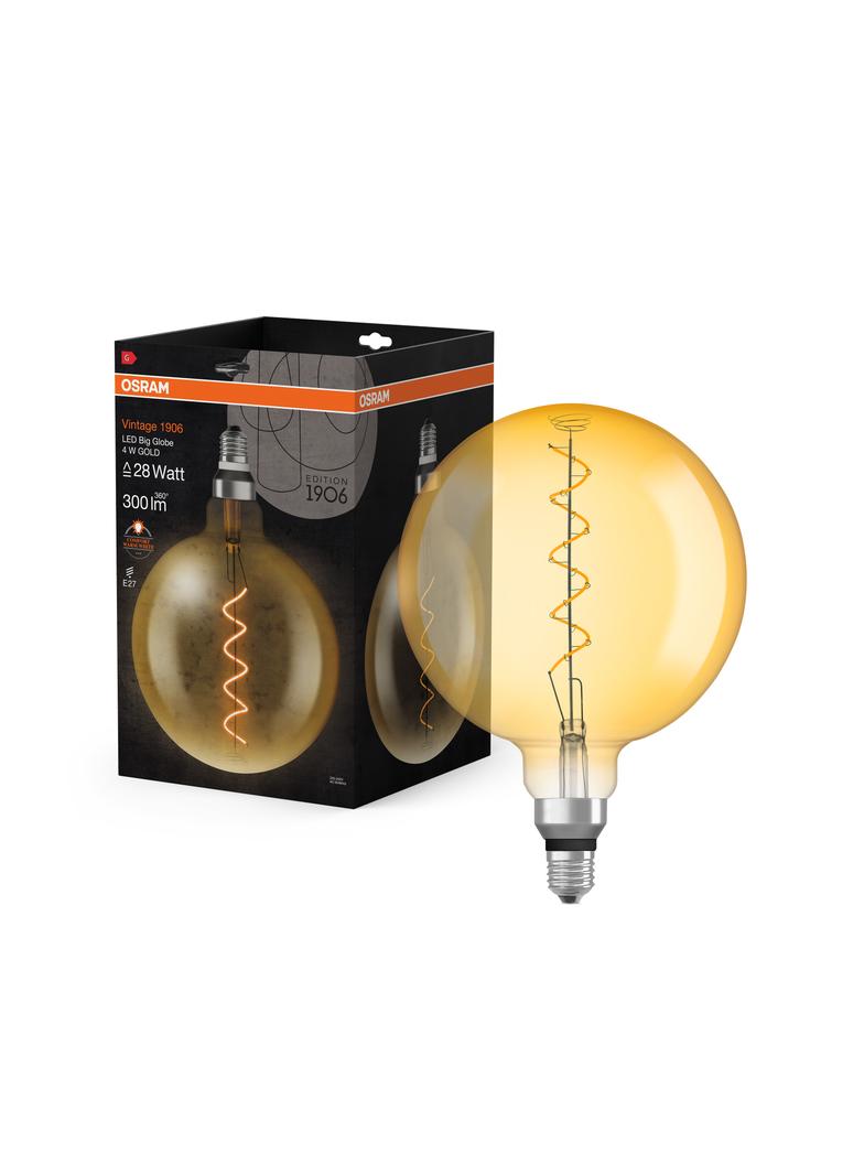 Lampa LED Vintage 1906 CL GLOBE200 Filament szkło przezroczyste GOLD 28 non-dim 5W 820 E27