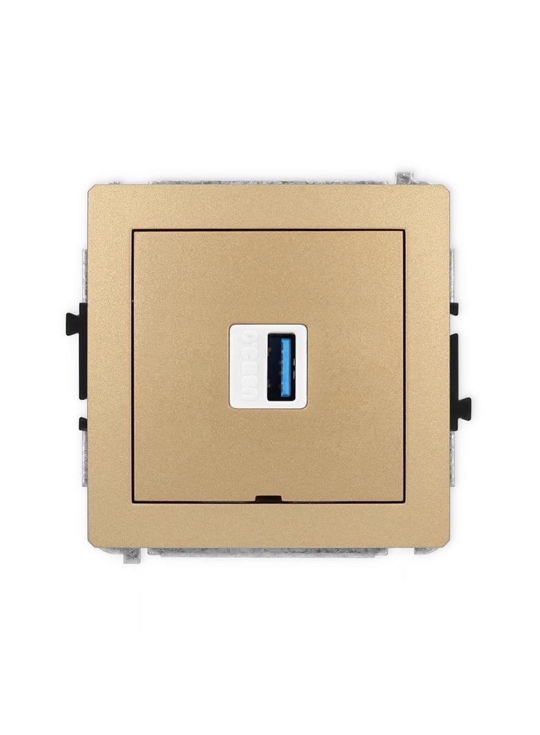 DECO Mechanizm gniazda pojedynczego USB A-A 3.0, bez pola opisowego złoty metalik