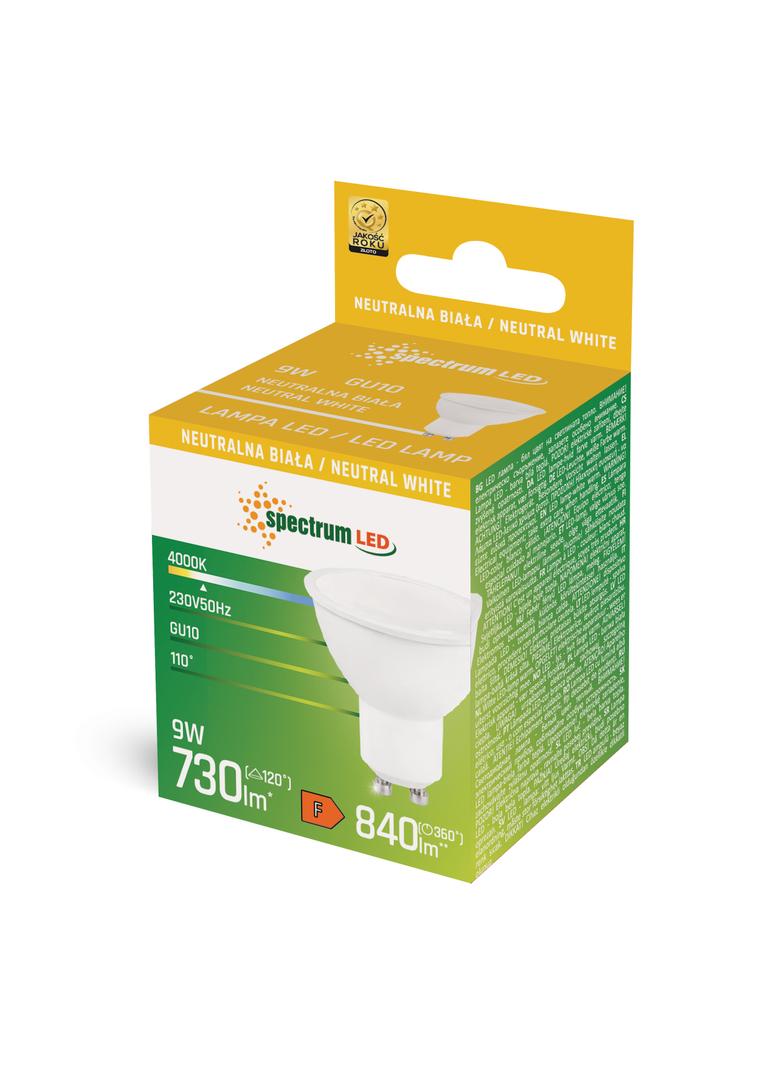 LED GU10 230V 9W SMD NW z MLECZNĄ SZYBKĄ biała SPECTRUM
