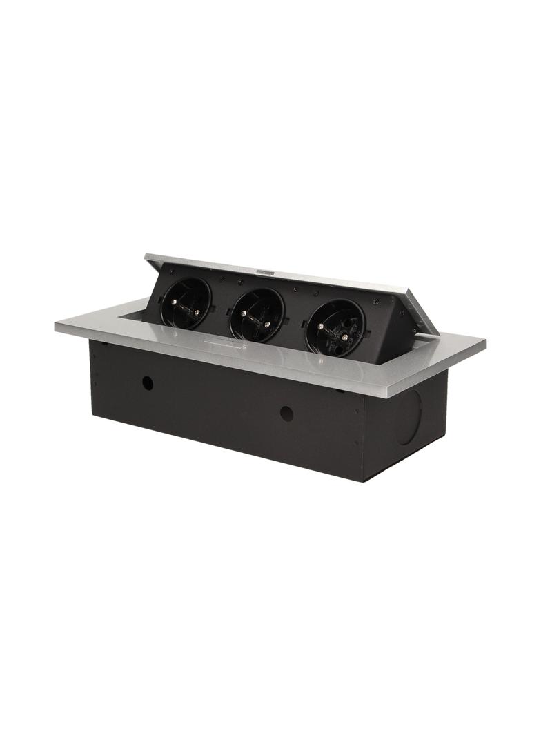 Gniazdo meblowe wpuszczane w blat z grubym rantem 3x2P+Z srebrne OR-AE-1335/G ORNO