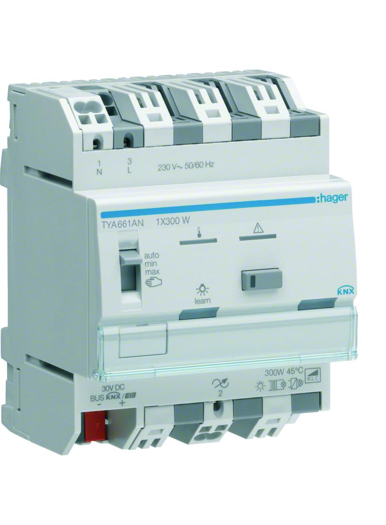 KNX system Ściemniacz uniwersalny 1-kanałowy 300W 4 mod TYA661AN HAGER