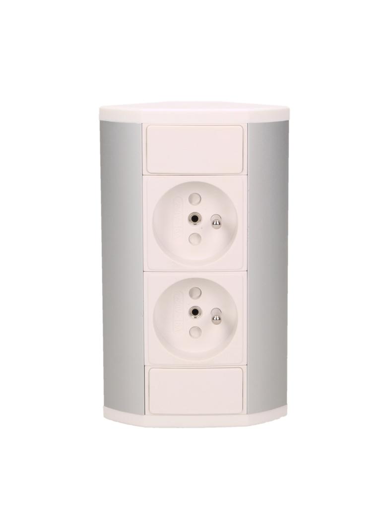 Gniazdo meblowe 2x2P+Z biało-srebrne OR-GM-9005/W-G ORNO